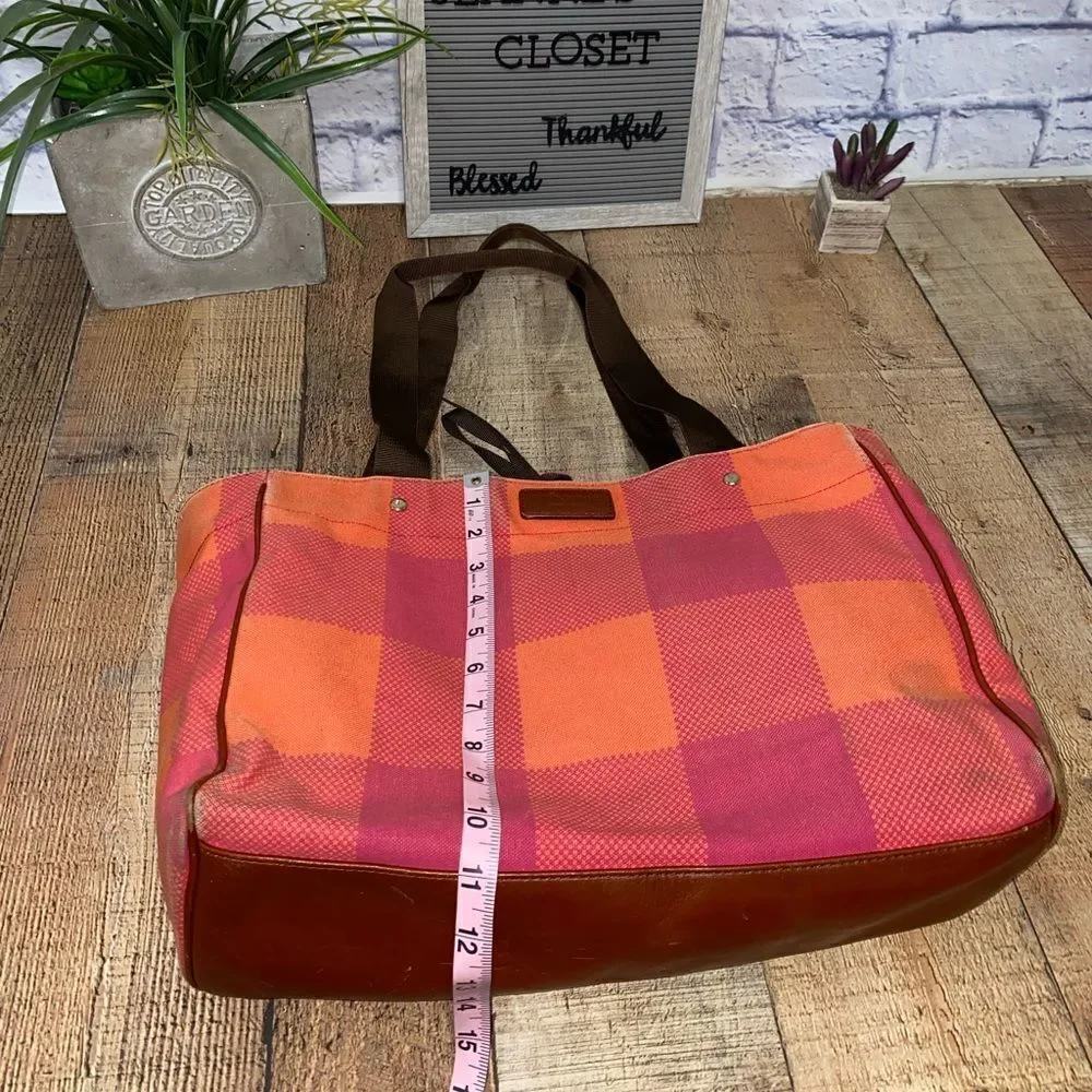 Kate Spade Pink Orange Plaid Large Victoria Baby Bag